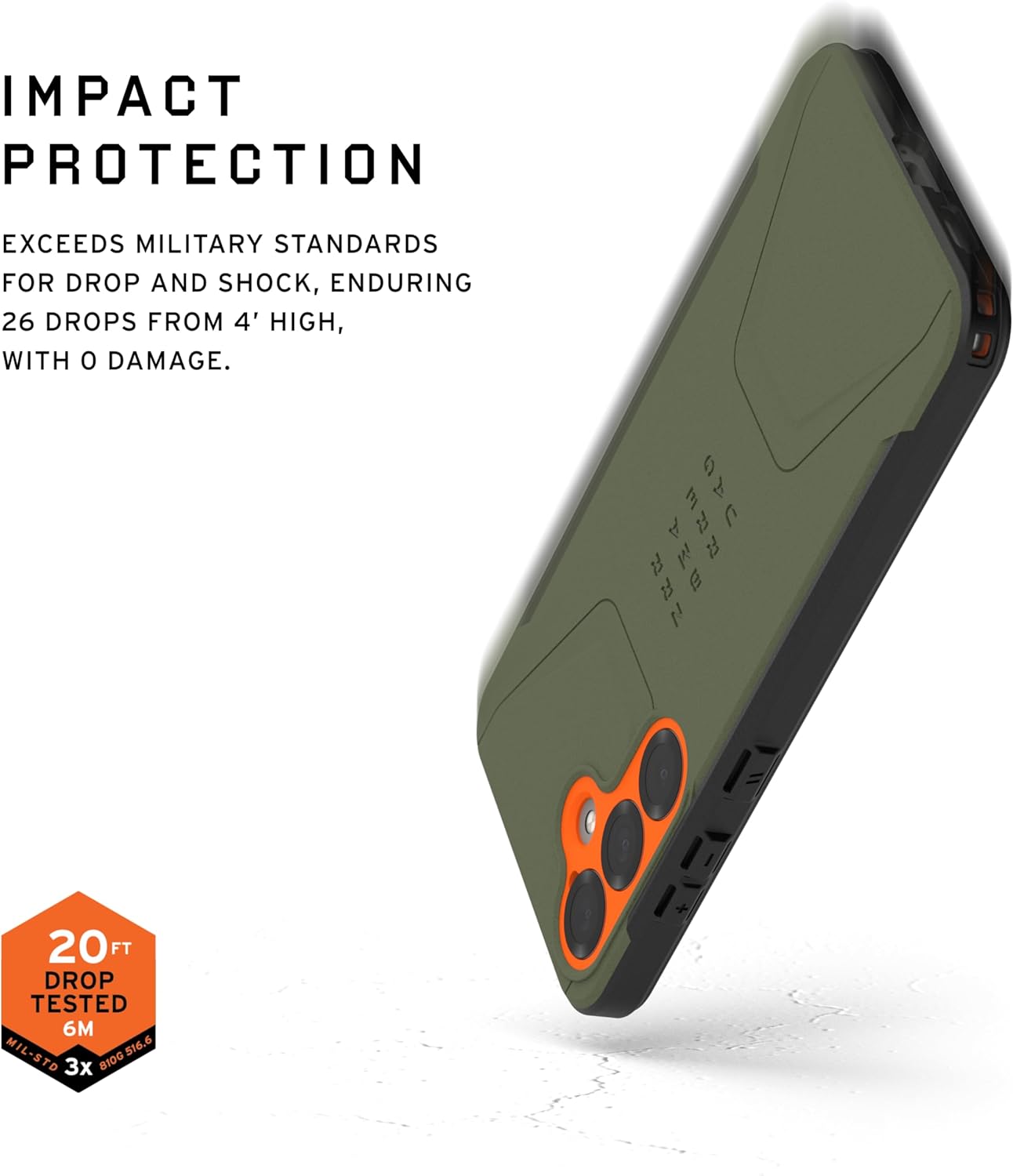 URBAN ARMOR GEAR UAG Designed for Samsung Galaxy S25 Case 6.2" Civilian - Compatible with Magnetic Charging Anti-Slip Rugged Military Drop Tested Protective Cover, Olive Drab/Orange