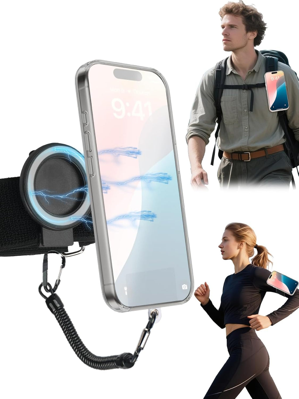 Magnetic Belt Clip Universal Wrist/Backpack Phone Holder Mount for Running Hiking Traveling Tactical Gear Plate Carrier Accessories