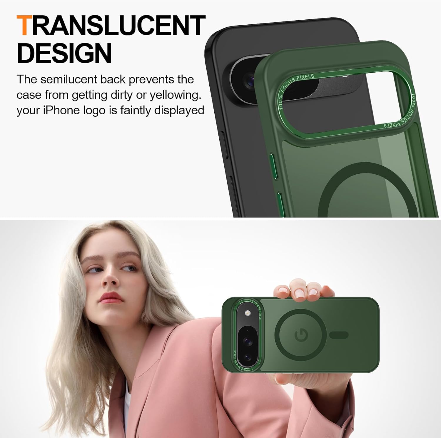 Magnetic for Google Pixel 10/Pixel 10 Pro Case, [Military Grade Drop Protection] [Compatible with MagSafe] Shockproof Slim Translucent Matte Anti-Slip for Women Girls Men Case, Forest Green