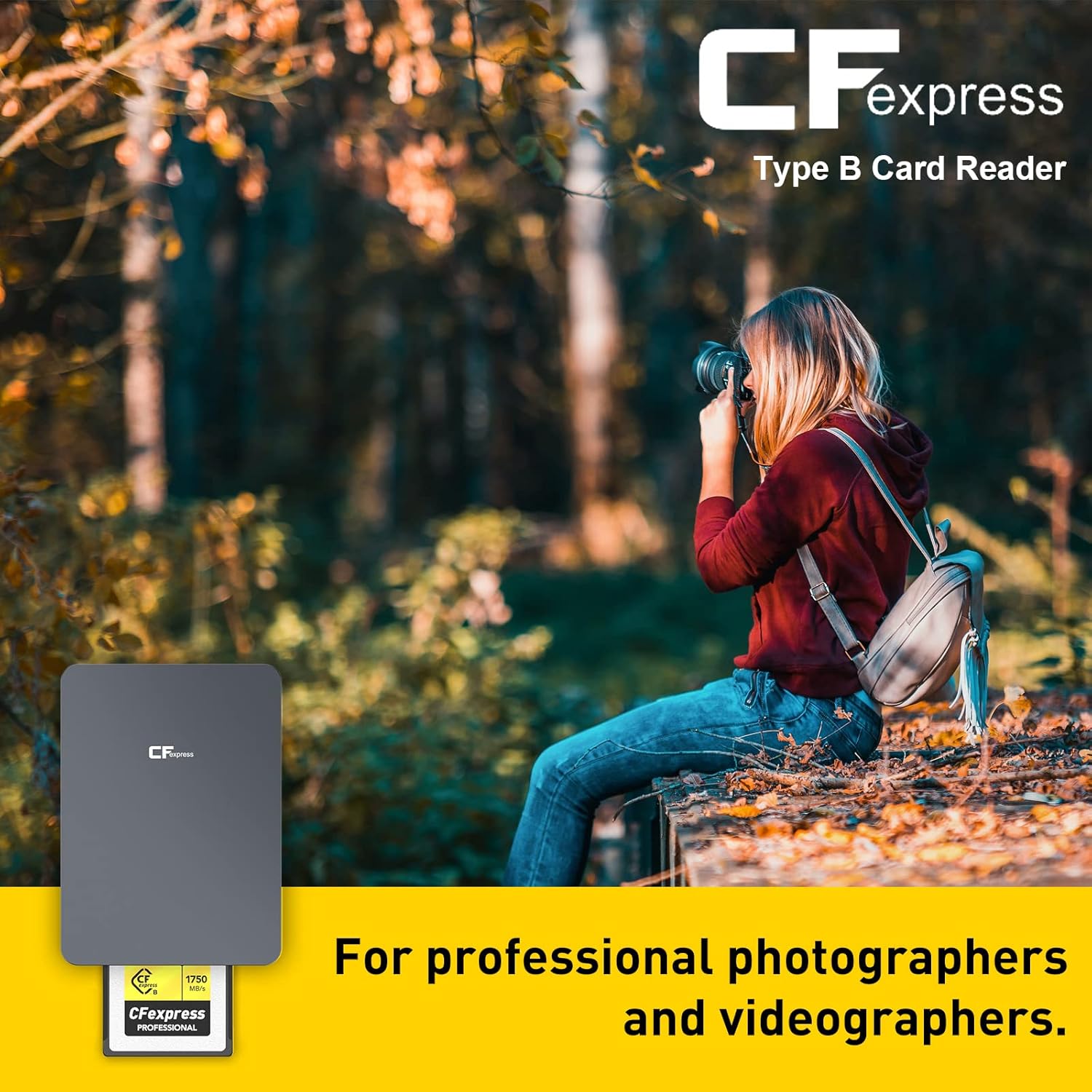 CFexpress Card Reader, USB 3.2 Gen 2 10Gbps CFexpress Tyep B Card Readers, Portable Aluminum Memory Card Adapter, Support for Thunderbolt 3/4 Port, for Professional Filmmakers, Photographers