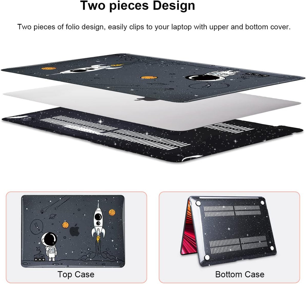 for MacBook Air 13 inch Case 2020 2019 2018 Release M1 A2337 A2179 A1932, Glitter Crystal Pritned Pattern Hard Case Cover for Mac Air 13.3" Retina Display Touch ID, Astronauts & Spacecraft