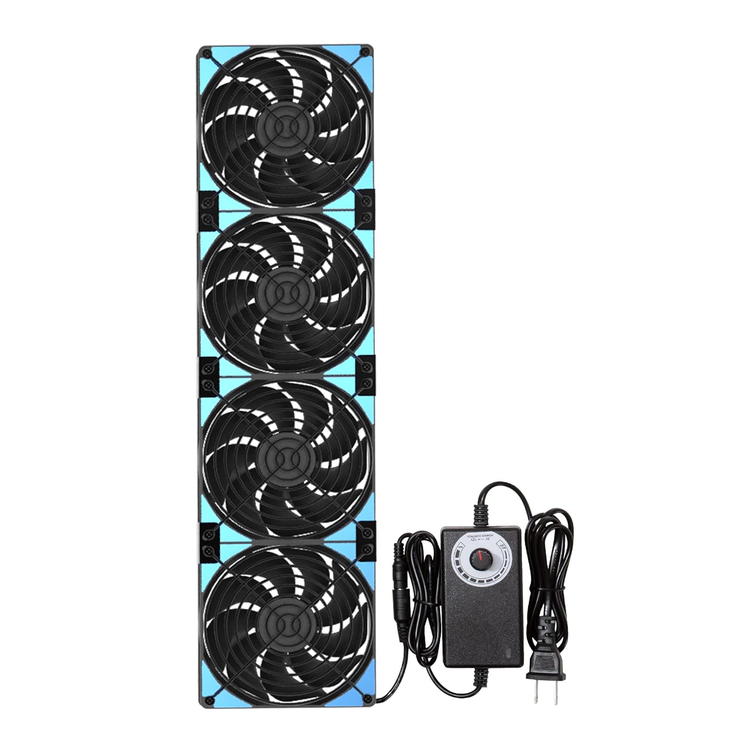 120mmx4 480mm Adjustable Computer PC Vent Fans 3-12V Speed Controller for Flexible Arrange Chicken Coop Rack Space Window Wall Cabinet Server Mining Rig Exhaust Cooling