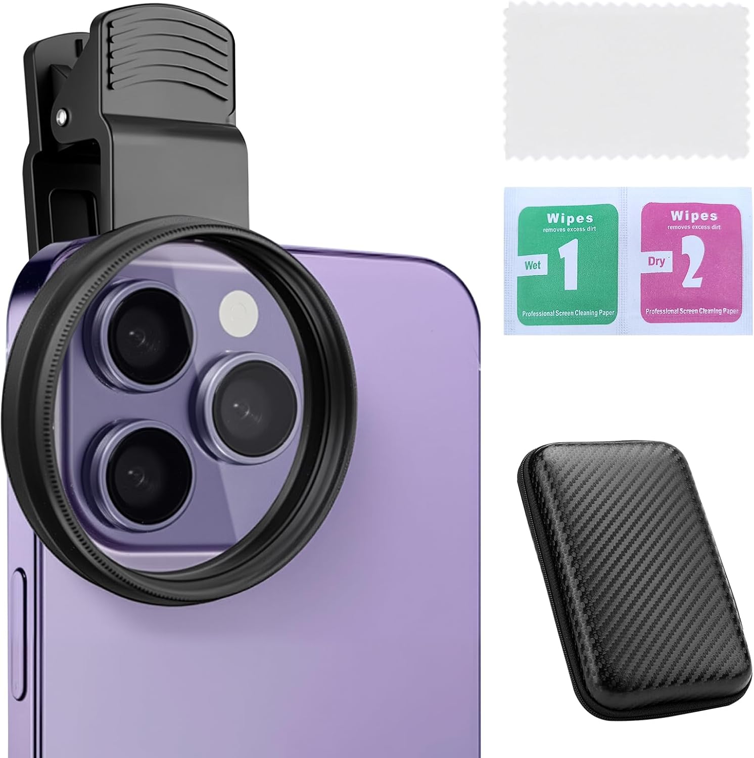 Clip - on Phone Polarizer Lens, Anti - Glare Polarizing Filter for Smartphone Cameras, Universal Clip Design with Cleaning Kit, Enhance Color & Reduce Reflections for Outdoor/Glass Photography