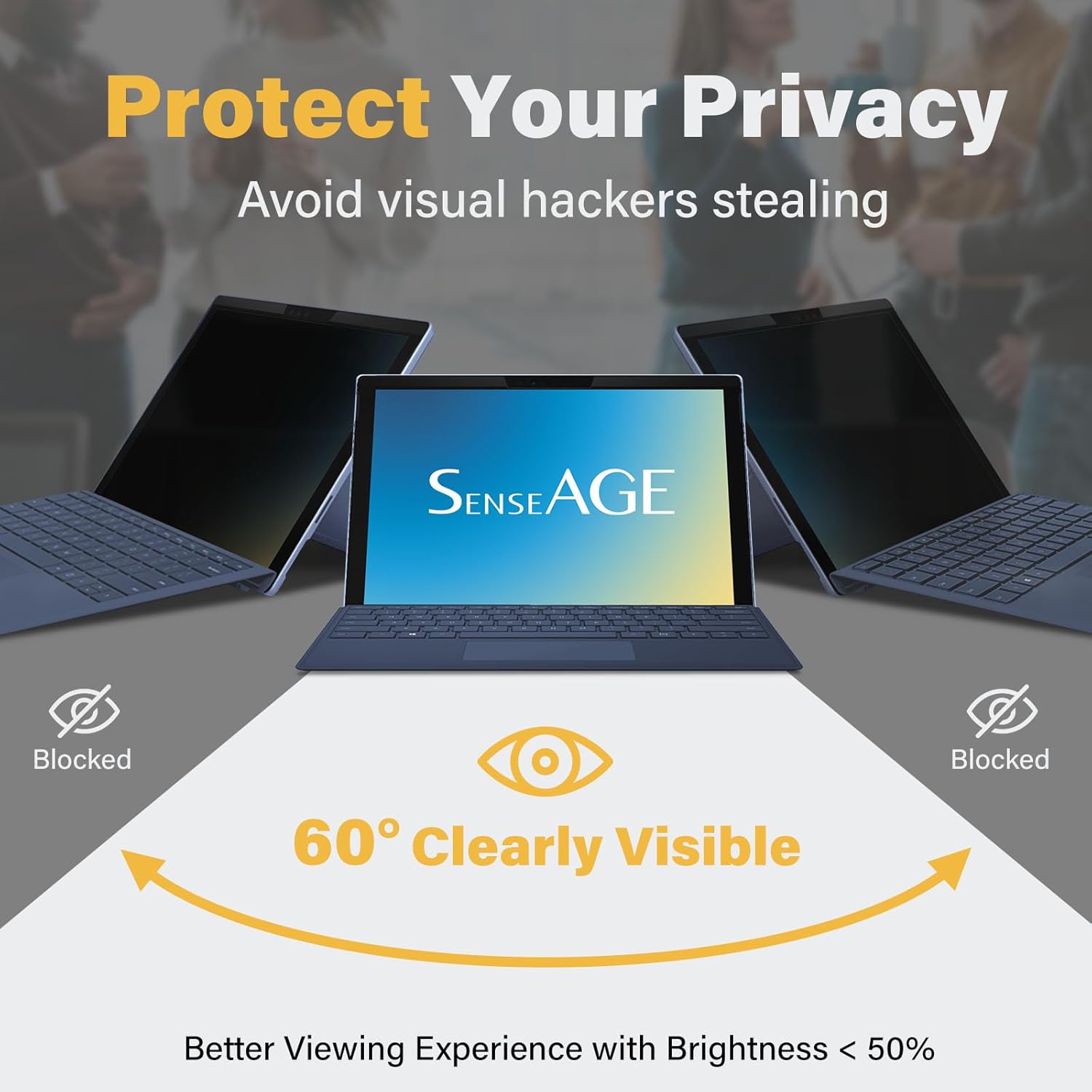 SenseAGE Magnetic Privacy Screen Protector for Surface Pro 13 Inch (11,10, X, 9, 8), Removable Privacy Filter, Anti-Blue Light, Glare and Laptop Screen Accessory For Surface, Office Accessories