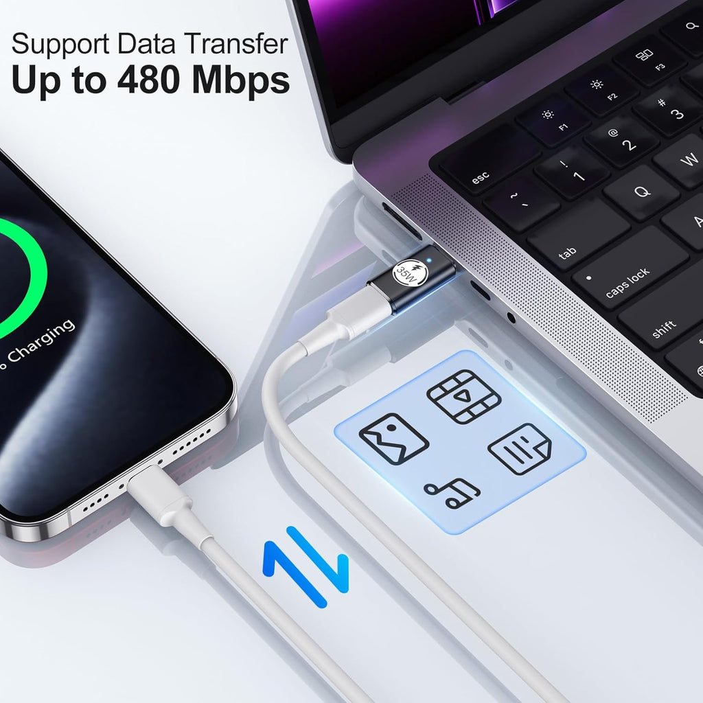 Temdan Lightning to USB C Adapter (2 Pack) for iPhone 15/16 Pro/16 Pro Max/16 Plus,Type C Charger Connector,Support Charging & Data Transfer,for iPhone 15/16 Charger Adapter Not for Audio/OTG-35W