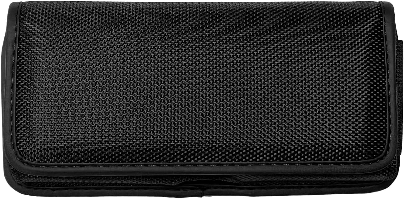 Nylon Cellphone Holster for iPhone SE (4.7"), iPhone 5, 5S - Horizontal Case Canvas Waist Carrying Pouch with Belt Clip/Loops, Black