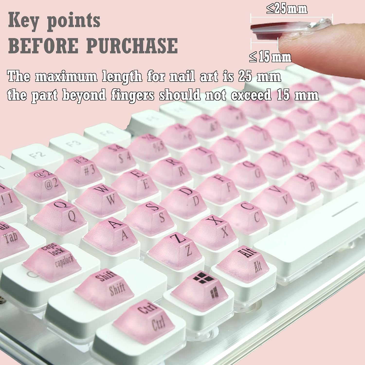 80 Pcs Keyboard Sticker for Long Nails Typing and Gaming, Symbolic and Alphanumeric Sticky Silicone Keys for Keyboards and Laptop (Purple)