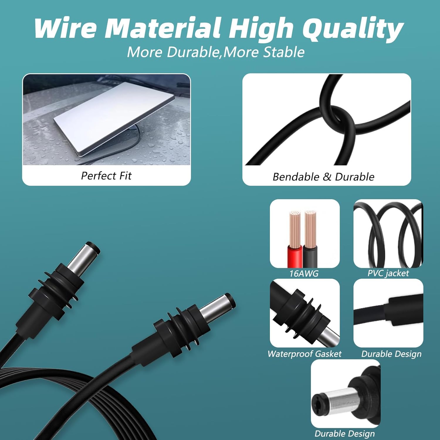 DC5521 Power Extension Cable for Starlink Mini,10FT 25FT 50FT 16AWG Waterproof DC 5521 Cord, DC Male to Male Extension Cable for Starklink Mini Work with 20V/65W+ PD Source (Male to Male 10 FT)