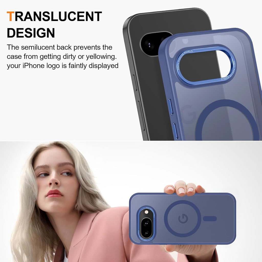 Magnetic for Google Pixel 9a Case, [Military Grade Drop Protection] [Compatible with MagSafe] Shockproof Slim Translucent Matte Anti-Slip for Women Girls Men Case, Blue
