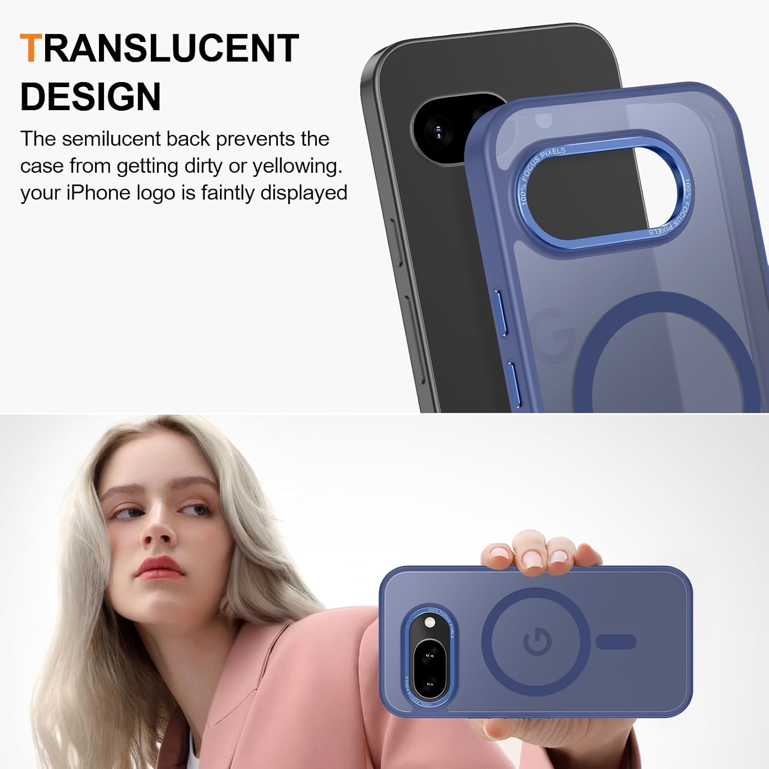 Magnetic for Google Pixel 9a Case, [Military Grade Drop Protection] [Compatible with MagSafe] Shockproof Slim Translucent Matte Anti-Slip for Women Girls Men Case, Blue