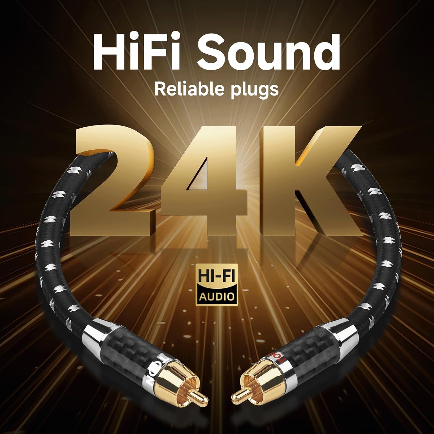 TODN Audiophile RCA Cables Stereo Shielded HiFi 2RCA Male to Male for Subwoofer, Phono, Car Audio (1.64ft/0.5m, 1 Pair)