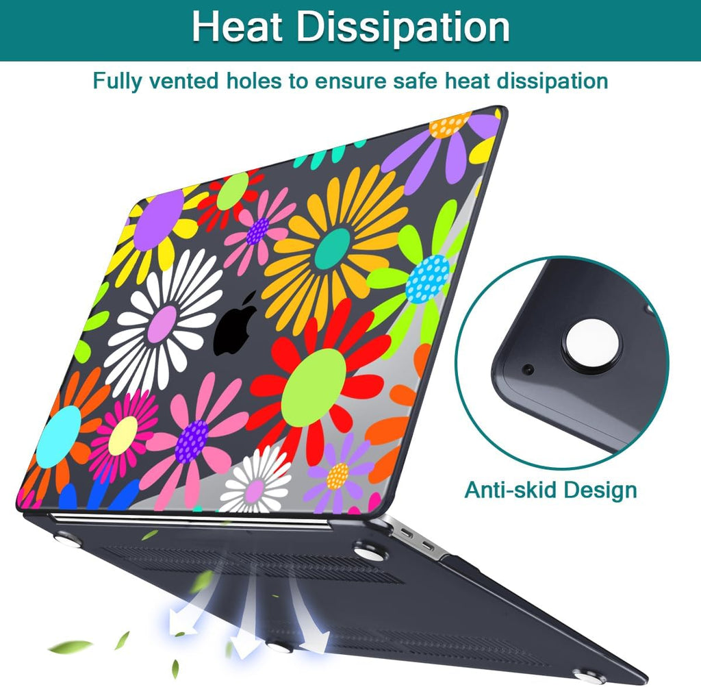 Teryeefi for MacBook Air 13 inch Case 2020 2019 2018 fits Model M1 A2337 A2179 A1932 with Retina Display with Touch ID, Plastic Hard Shell Case & Keyboard Cover, Abstract Flowers A001