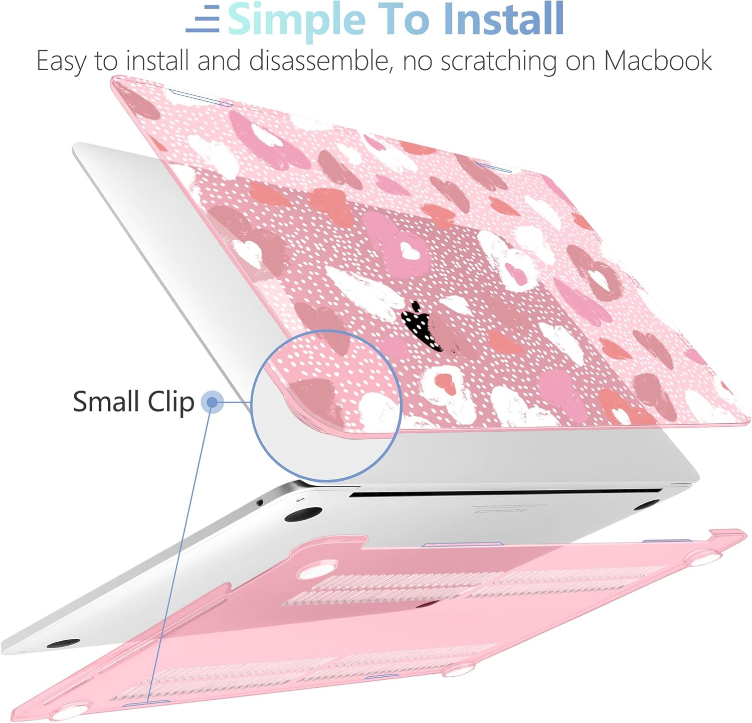 MEEgoodo Case for MacBook Pro 13 inch Case 2022 2021 2020 New A2338 M2/M1 A2251 A2289, Laptop Hard Shell with Keyboard & Camera Cover Compatible with 13 inch MacBook Pro, Pink Hearts & Dots