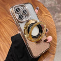 Magnetic Kickstand (Glitter Lens Protector ) Case for iPhone 16 15 14 13 Pro Max (Compatible with Magsafe ) Sparkling Diamond Cover Glitter Shiny Rhinestone Cases (Gold,for iPhone 16 Plus)