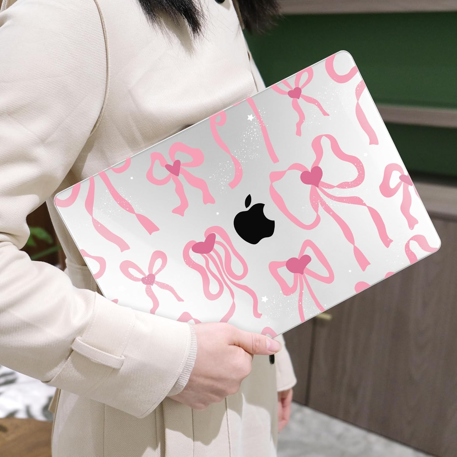 MEEgoodo for MacBook Air 13 inch Case 2021 2020 2019 2018 Released A2337 M1 A2179 A1932 with Touch ID, Plastic Hard Shell & Keyboard Cover Compatible with MacBook Air Case 13.3,Coquette Ribbon Bow