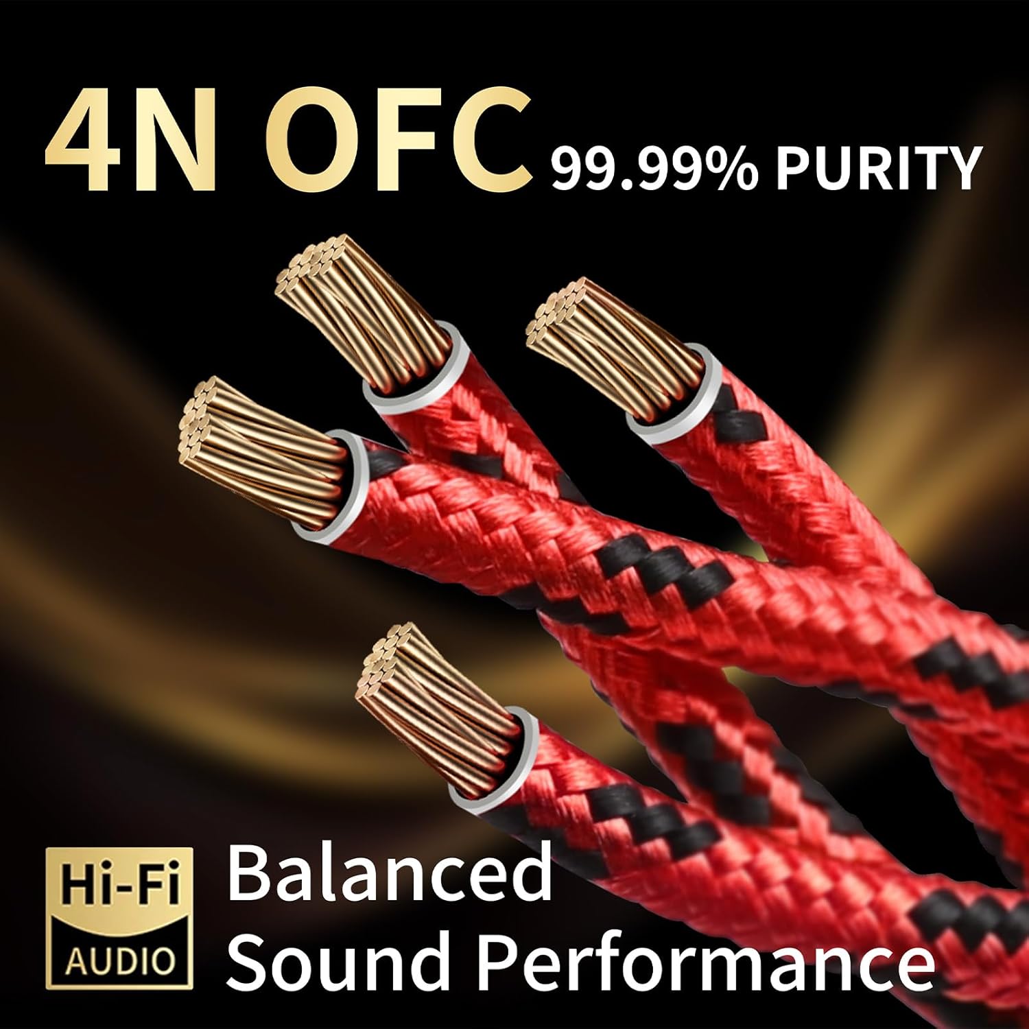 10 AWG Audiophile HiFi Speaker Audio Cable–4N OFC Core,24K Gold-Plated Banana Plugs with Nylon Braid,Compatible with Amplifier,Speakers,AV Receiver & Home Theater(9.84ft/3m) 2-Pack