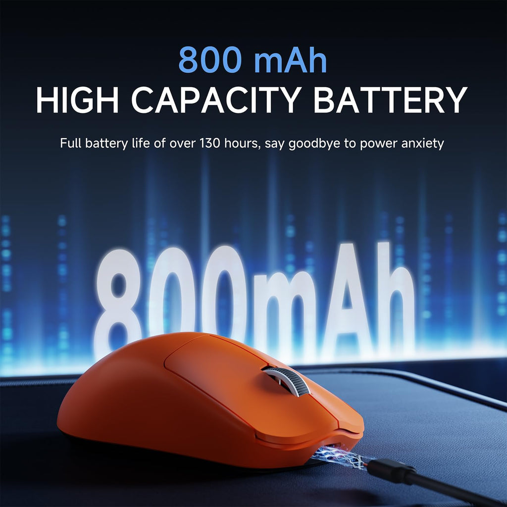 EWEADN X23Pro Wireless Gaming Mouse, 49g Lightweight Mouse, PAW3311 Sensor, 12000 DPI, 2.4G/BT5.0/USB-C Rechargeable Wireless Mouses with 6 Programmable Button, Grip tape, for Laptop/PC/Mac, Orange
