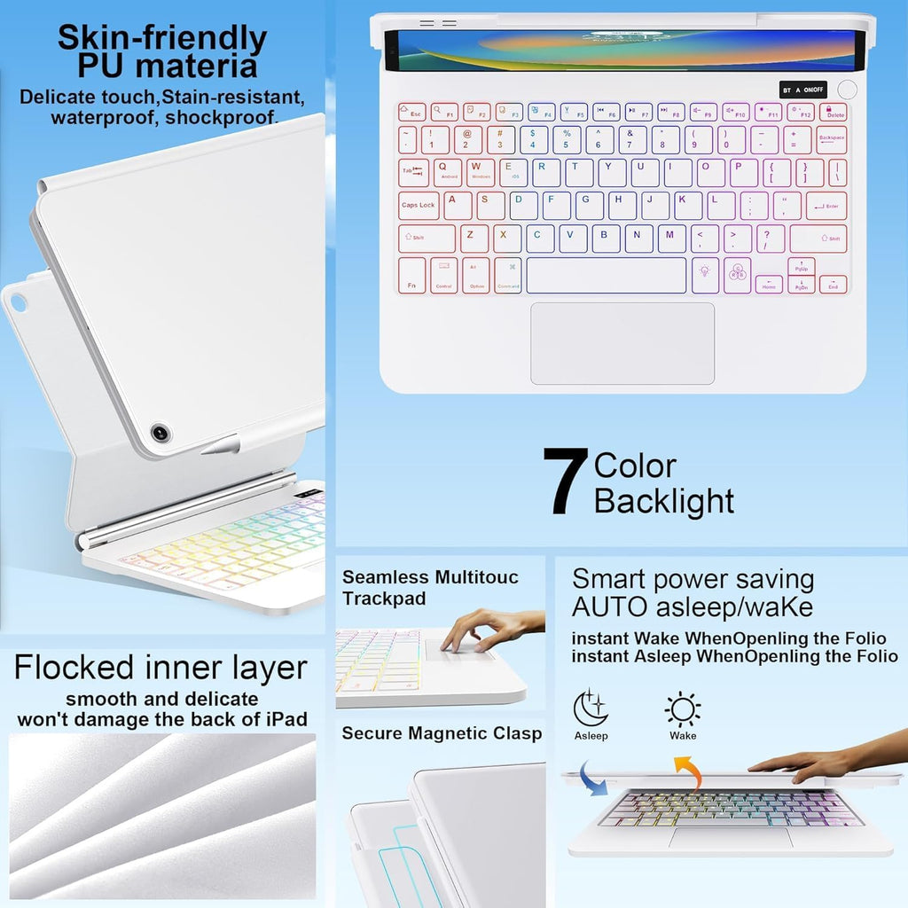 for iPad 9th Generation Case with Keyboard,Magic Style Keyboard Case for iPad 9th/8th/7th Gen 10.2 inch - Floating Cantilever Magnetic Stand Multi-Touch Trackpad Backlit Keyboard for iPad 10.2"