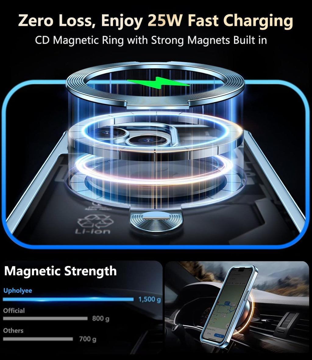 [360° Rotatable CD Stand & Built-in Privacy Screen Magnetic Case for iPhone 13 [Compatible with MagSafe & Full Signal] Mil-Grade Shockproof Full Body Anti-Spy Cover for 13-Sierra Blue