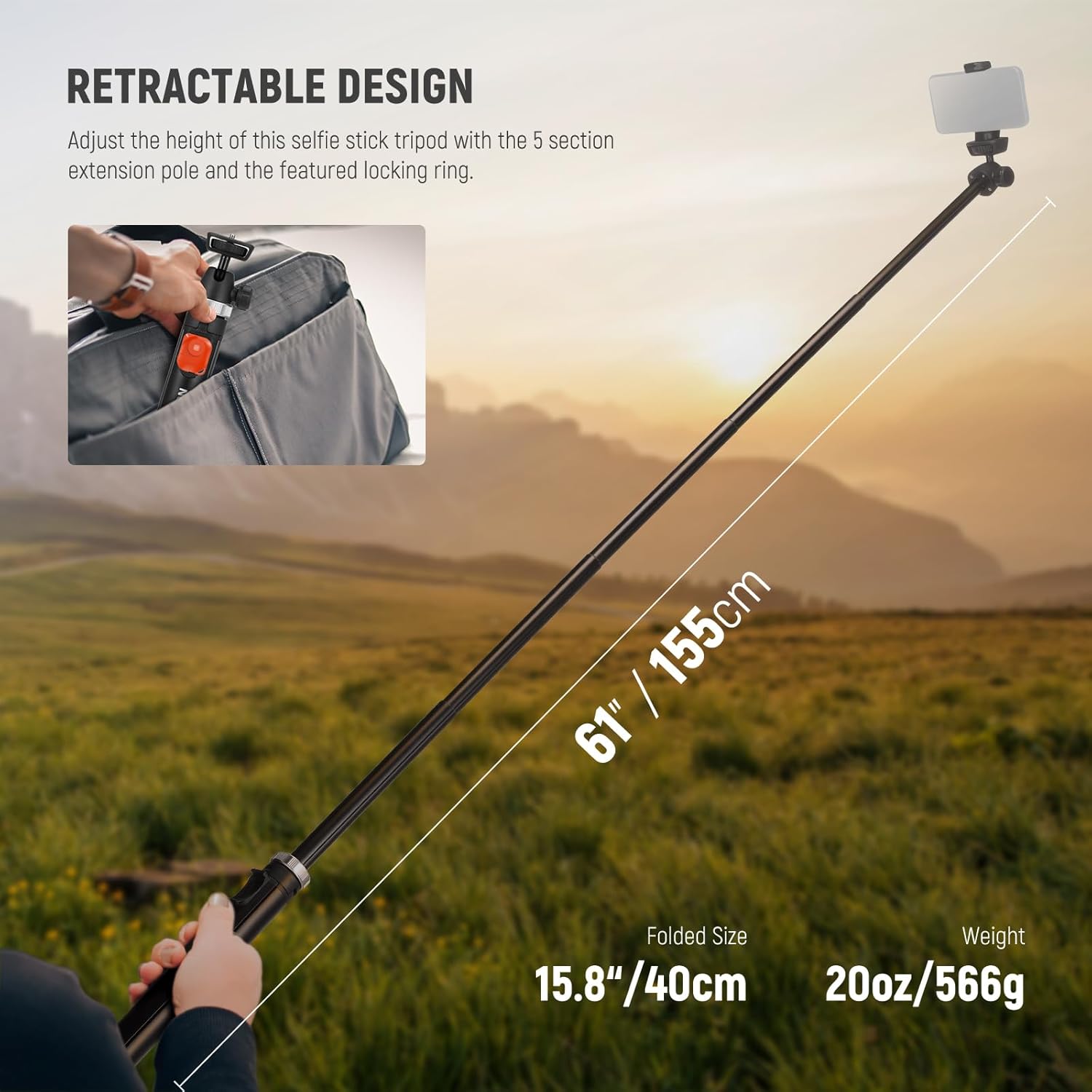 NEEWER Phone Tripod for Cell Phone & Camera with Remote, 62.9" All Metal Selfie Stick Travel Vlog Tripod Stand for iPhone with Phone Holder, Portable Camera Tripod for Canon Sony DLSR GoPro, TS05