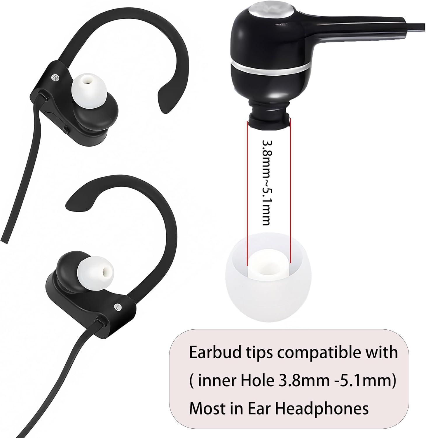 Earbud Replacement Tips - Silicone Ear Tips Fit Most - S M L, 9 Pairs