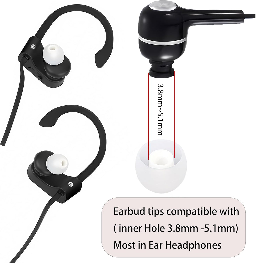 Replacement Earbud Tips Silicone Earbud Covers Fit Most in-Ear Earbuds(Inner Hole 3.8mm -5.1mm) Headphone Eartips Ear Bud Rubber Tips 9 Pairs S M L