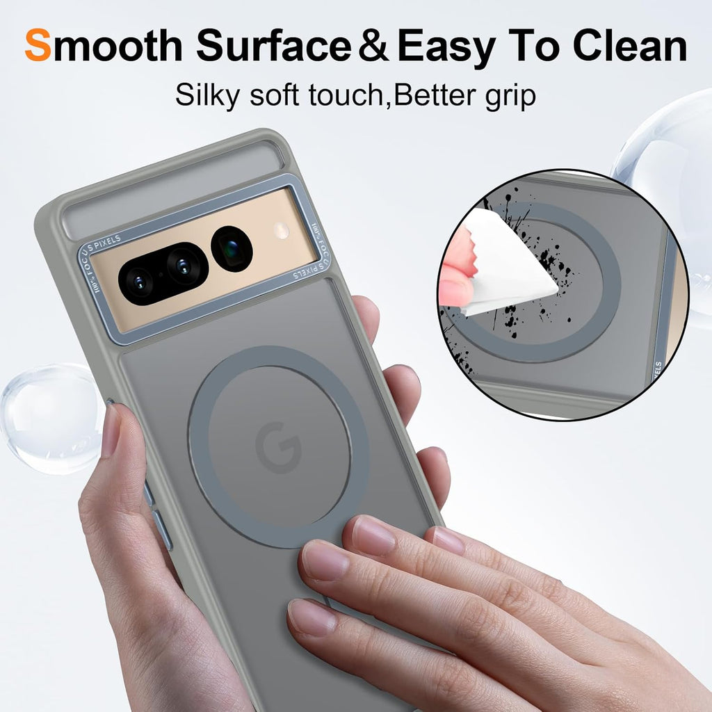 Magnetic for Google Pixel 7 Pro Case, [Military Grade Drop Protection] [Compatible with MagSafe] Shockproof Slim Translucent Matte Anti-Slip for Women Girls Men Case, Gray