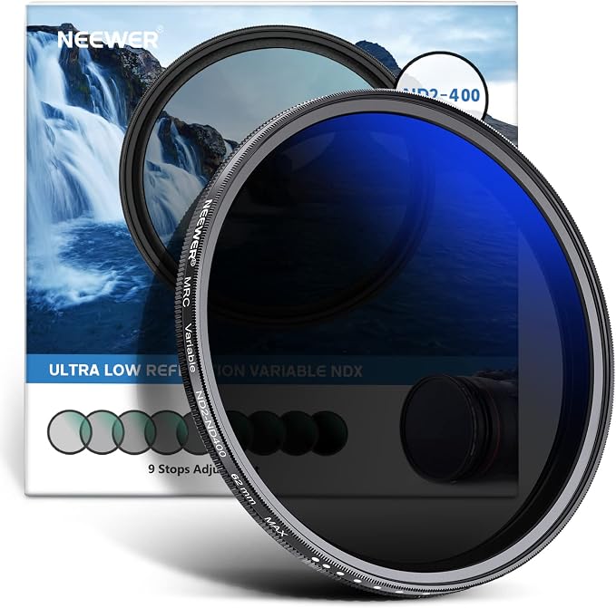NEEWER 62mm Variable ND Filter ND2-ND400, Neutral Density Filter, Water and by Neewer