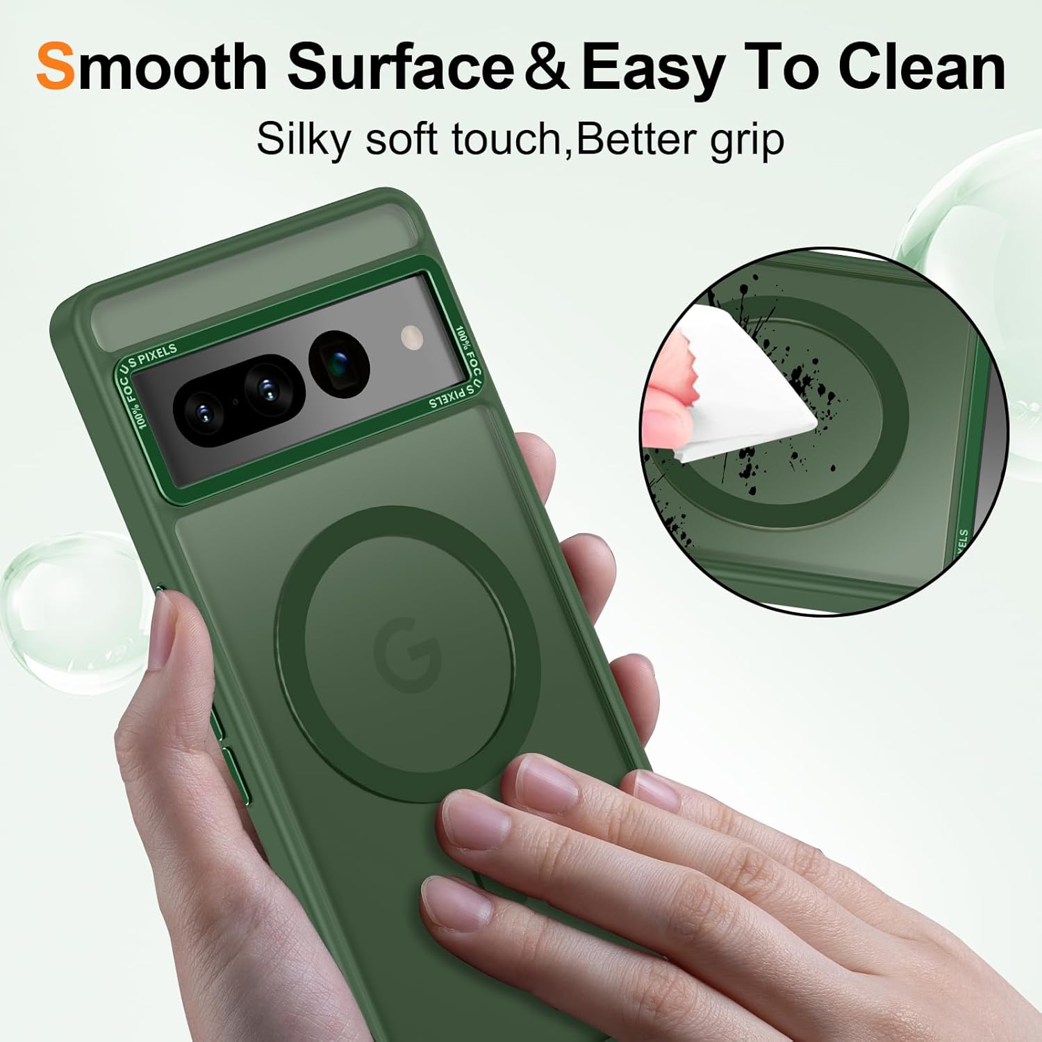 Magnetic for Google Pixel 7 Pro Case, [Military Grade Drop Protection] [Compatible with MagSafe] Shockproof Slim Translucent Matte Anti-Slip for Women Girls Men Case, Forest Green