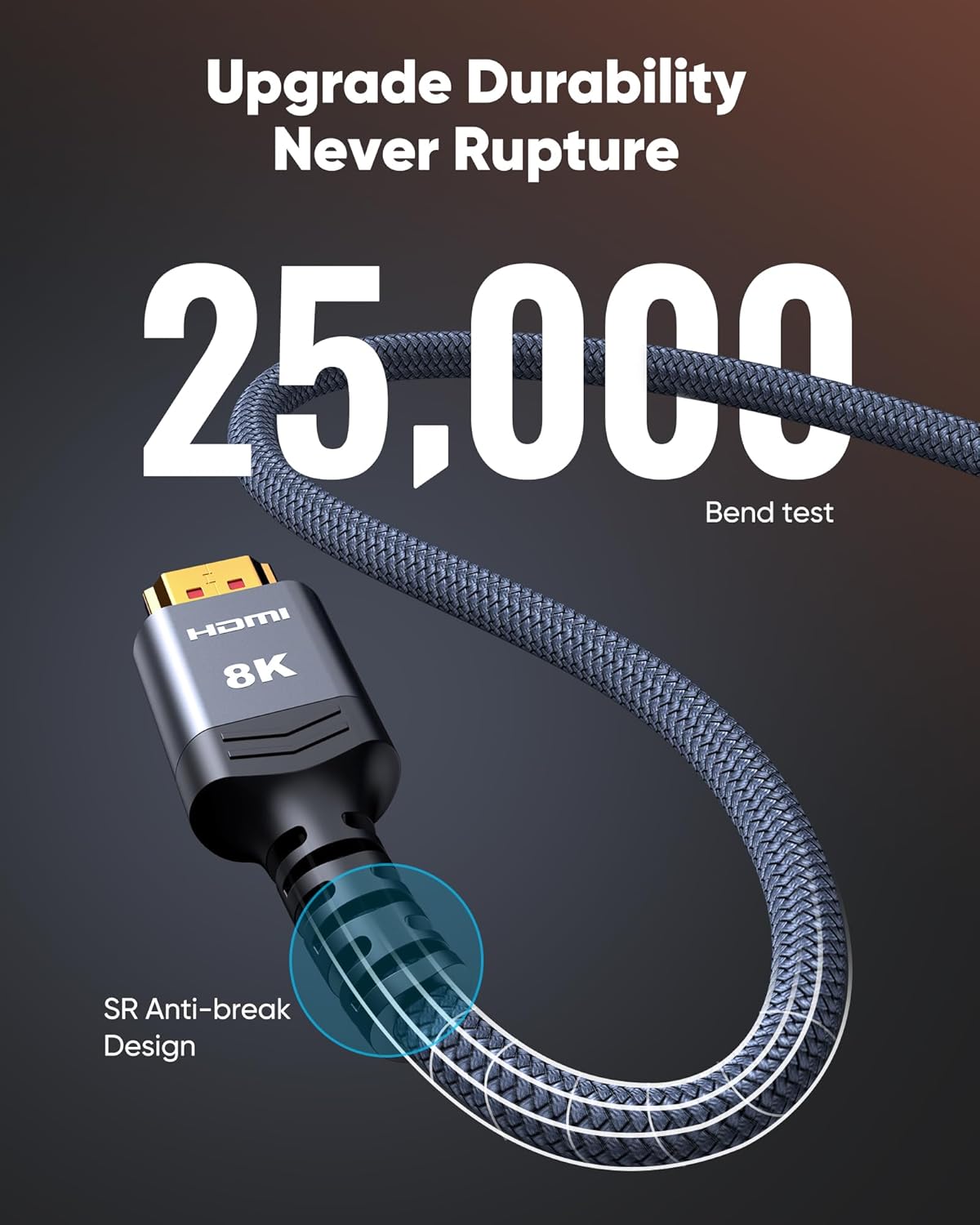 Highwings Long 8K Fiber Optic HDMI Cable 65FT, Unidirectional 2.1 48Gbps High-Speed Slim HDMI 8K60Hz 4K120Hz HDR/eARC Compatible for PS6 and DVD