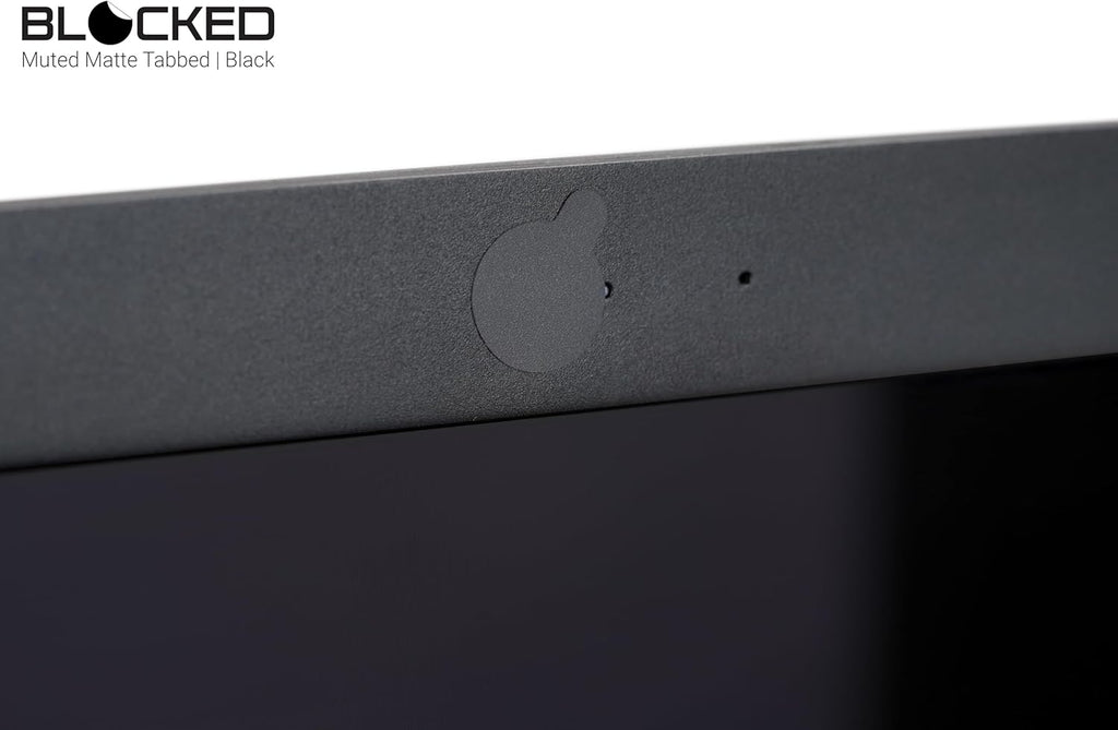 BLOCKED Webcam/Camera Vinyl Covers | Low-Tack Restickable Webcam Sticker | Multiple Sizes | Black 57-Pack Tabbed (Muted Matte)