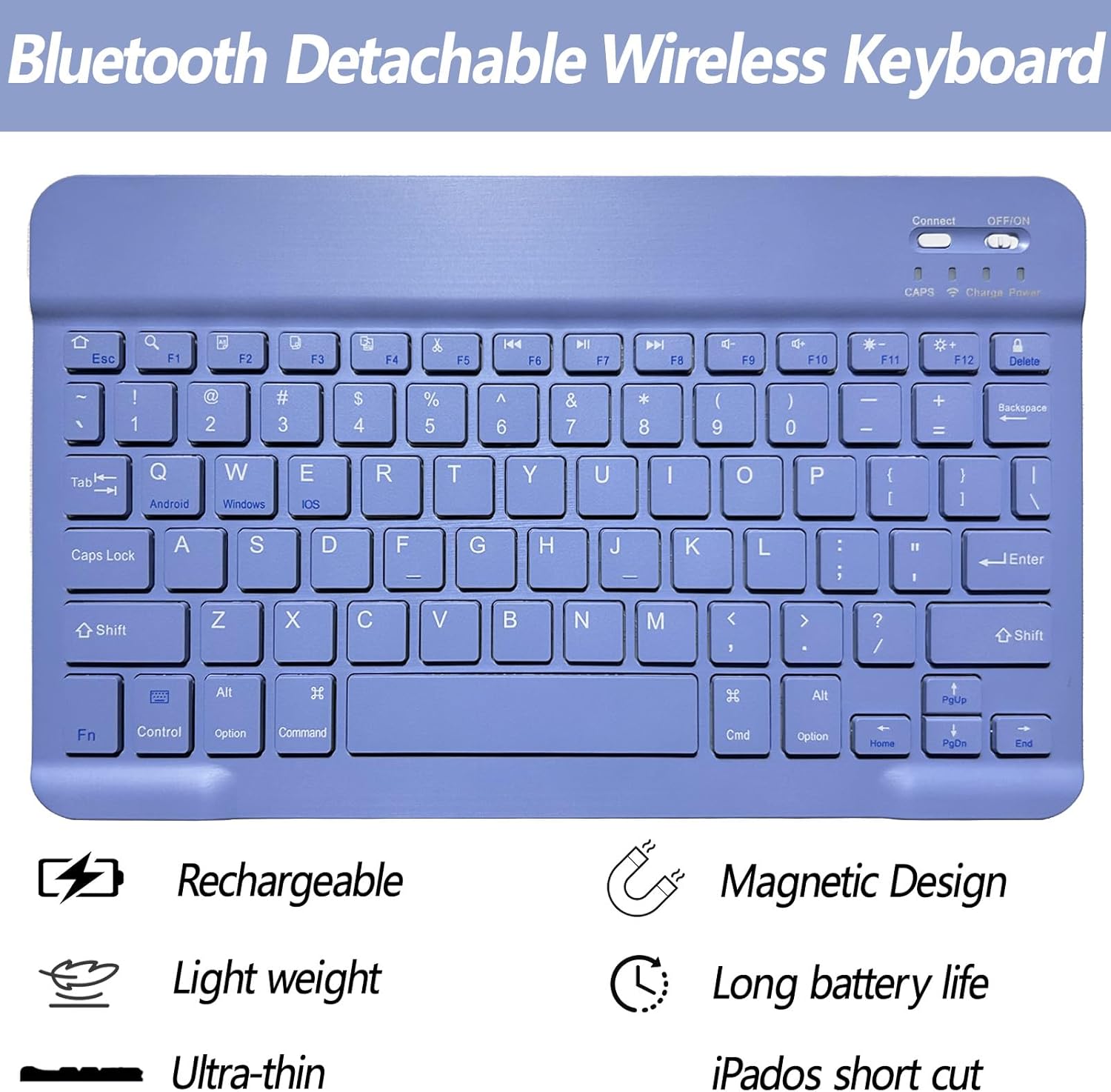 Keyboard Case for iPad 11th 10th Generation - iPad 10th Generation Case with Detachable Wireless Keyboard - Smart Folio Cover with Pencil Holder for 11-inch A16 2025 10.9-inch 2022, Purple