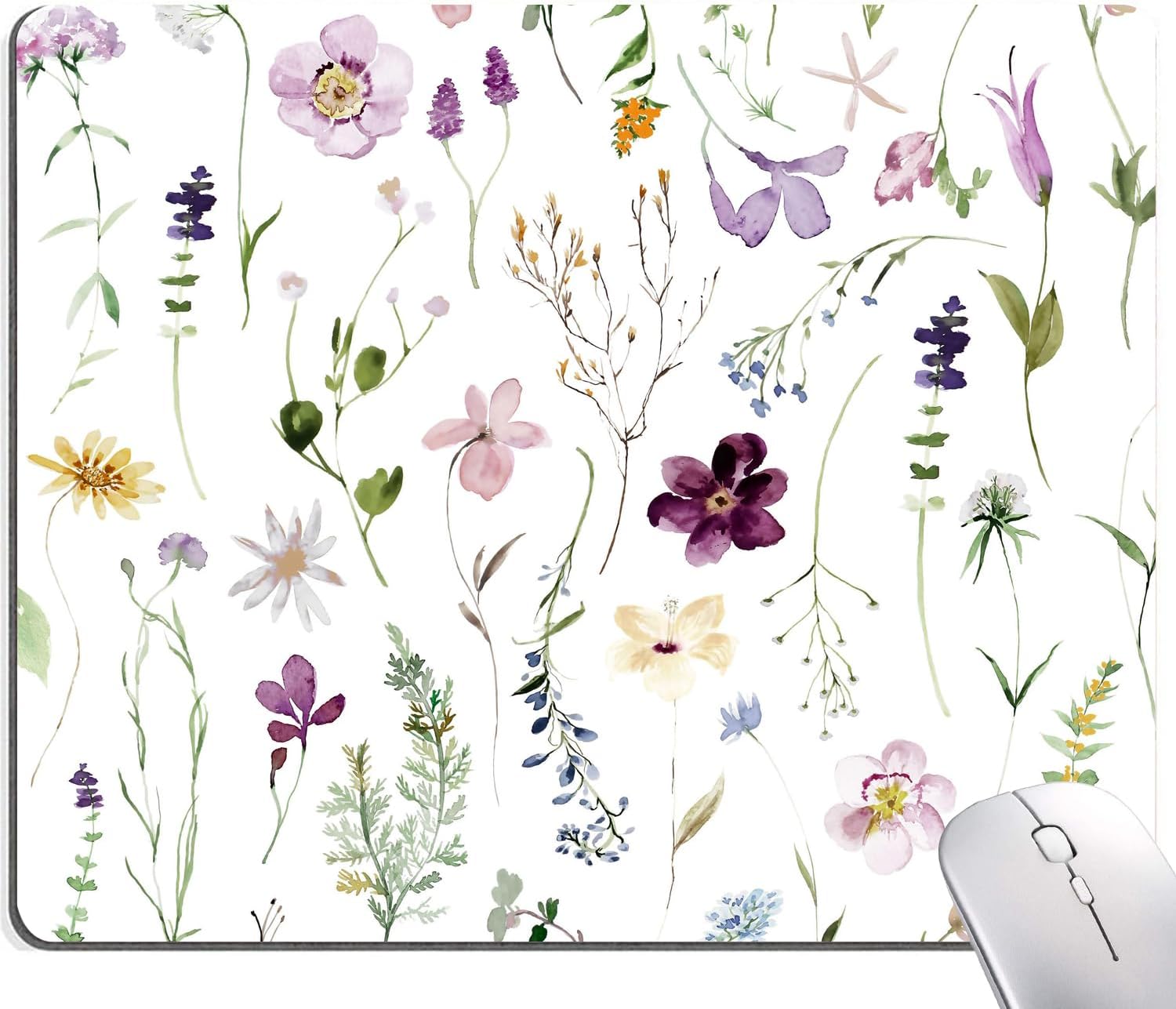 Mouse Pad, Premium-Textured Mouse Mat, Non-Slip Rubber Base Mousepad for Laptop, Computer & PC,9.5×7.9 in,Beautiful Flowers Plants