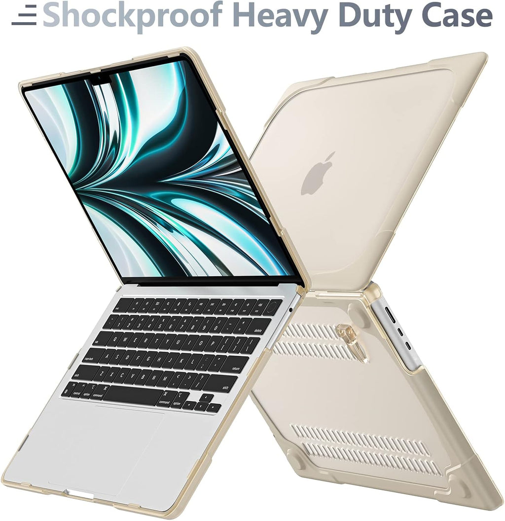 Batianda for M4 MacBook Air 13.6 inch Case 2025 2024 2022 Release Model A3240 A2681(M2) A3113(M3), Heavy Duty Shockproof Protective Hard Shell with Fold Kickstand & Keyboard Cover, Khaki