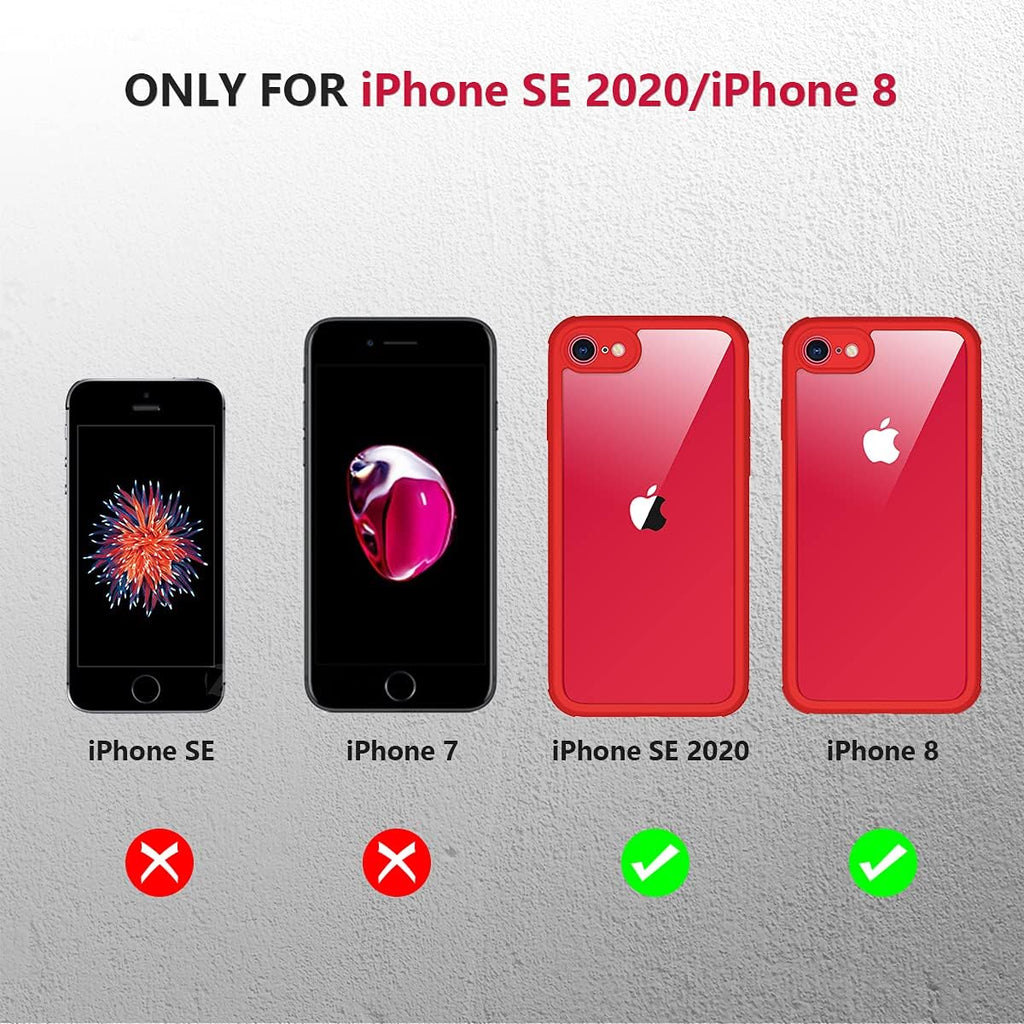 Miracase for iPhone SE Phone Case 3rd/2nd Generation 2022 2020 Full-Body with Built-in Glass Screen Protector, Heavy Duty 360° Protective Shockproof Bumper Cover for iPhone 8/SE 4.7 Inch, Red