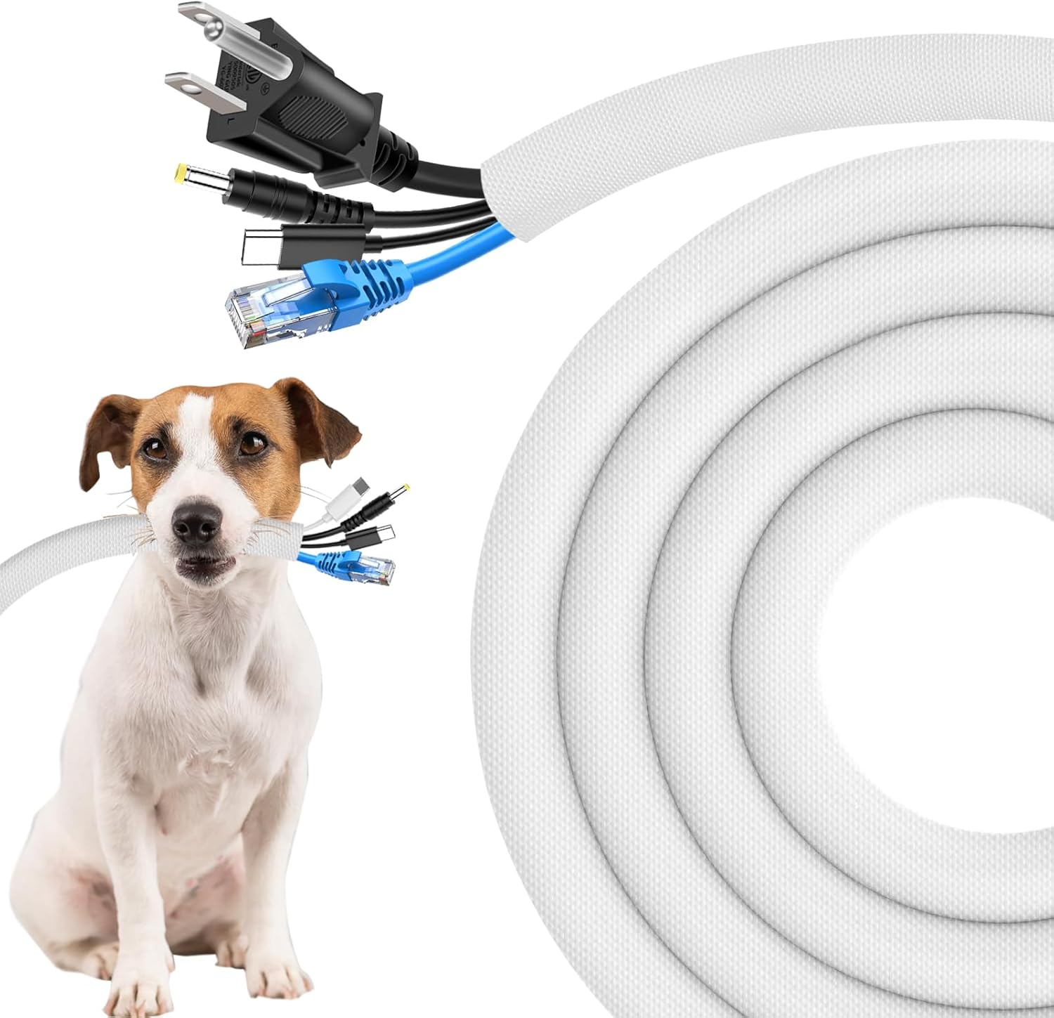Secbolt Cord Protectors from Pets No Chew, 25ft - 1/2 inch Ultra Durable Cord Covers for Pets, Bite-Resistant Cable and Wire Protector for Cats, Dogs, Rabbits - White