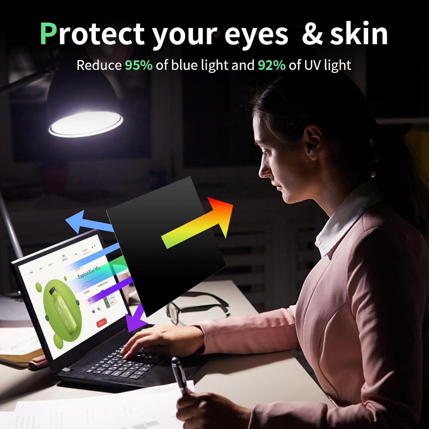 Laptop Privacy Screen 15.6 Inc for 16:9 Aspect Ratio Screen Protector, Anti-Glare Blue Light Laptop Screen Privacy Shield Removable 15.6in Filter for Lenovo HP Dell Acer Asus Thinkpad Envy Xps