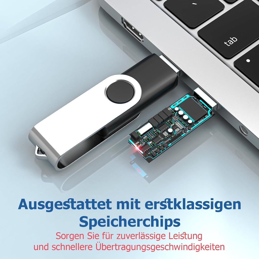 Flash Drives 64GB 10 Pack, Wooolken USB 2.0 Thumb Drives with Keychains Memory Stick USB Drive Pendrive for PC Laptop Computer (Mixcolors)