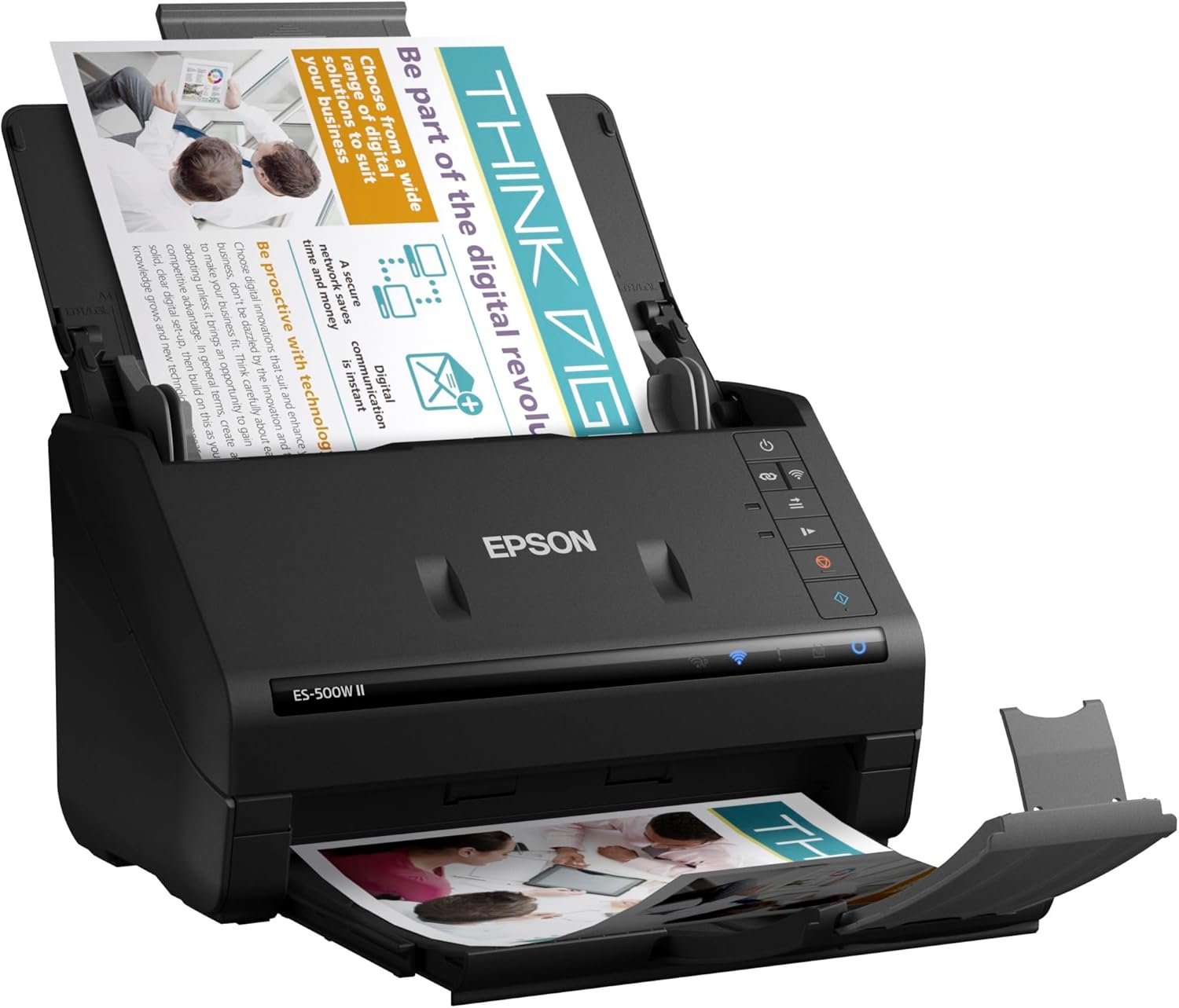 Epson Workforce ES-500W II Wireless Color Duplex Desktop Document Scanner for PC and Mac, with Auto Document Feeder (ADF) and Scan from Smartphone or Tablet