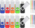 1GB Flash Drive 10 Pack, Wooolken USB 2.0 Memory Stick Thumb Drive with Lanyards Swivel USB Stick for Data Storage and Backup (Mixed Colors)