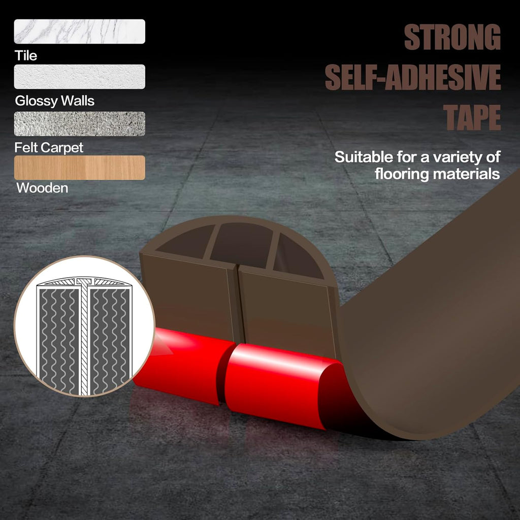 Floor Cord Cover Cable Cavity Self Adhesive Cord Hider Floor 3.3FT Floor Cable Management Power Cord Protector Floor Electric Cord Covers for Offices, Gym, Exhibitions (CoffeeBrown, 1.18" x 3.3')