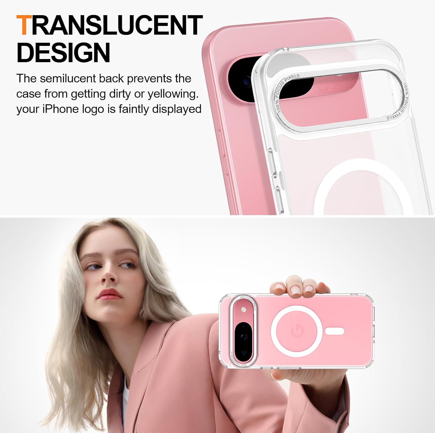 Magnetic for Google Pixel 9/Pixel 9 Pro Case, [Military Grade Drop Protection] [Compatible with MagSafe] Shockproof Slim Translucent Matte Anti-Slip for Women Girls Men Case, Clear