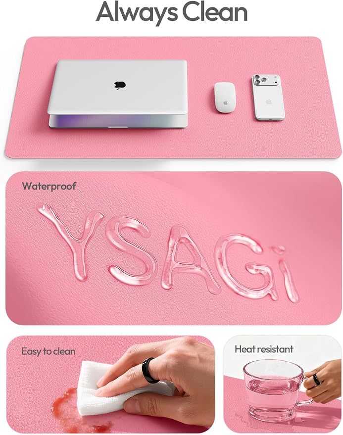 YSAGi Leather Desk Pad Protector, Office Desk Mat, Large Mouse Pad, Non-Slip PU - Image 8