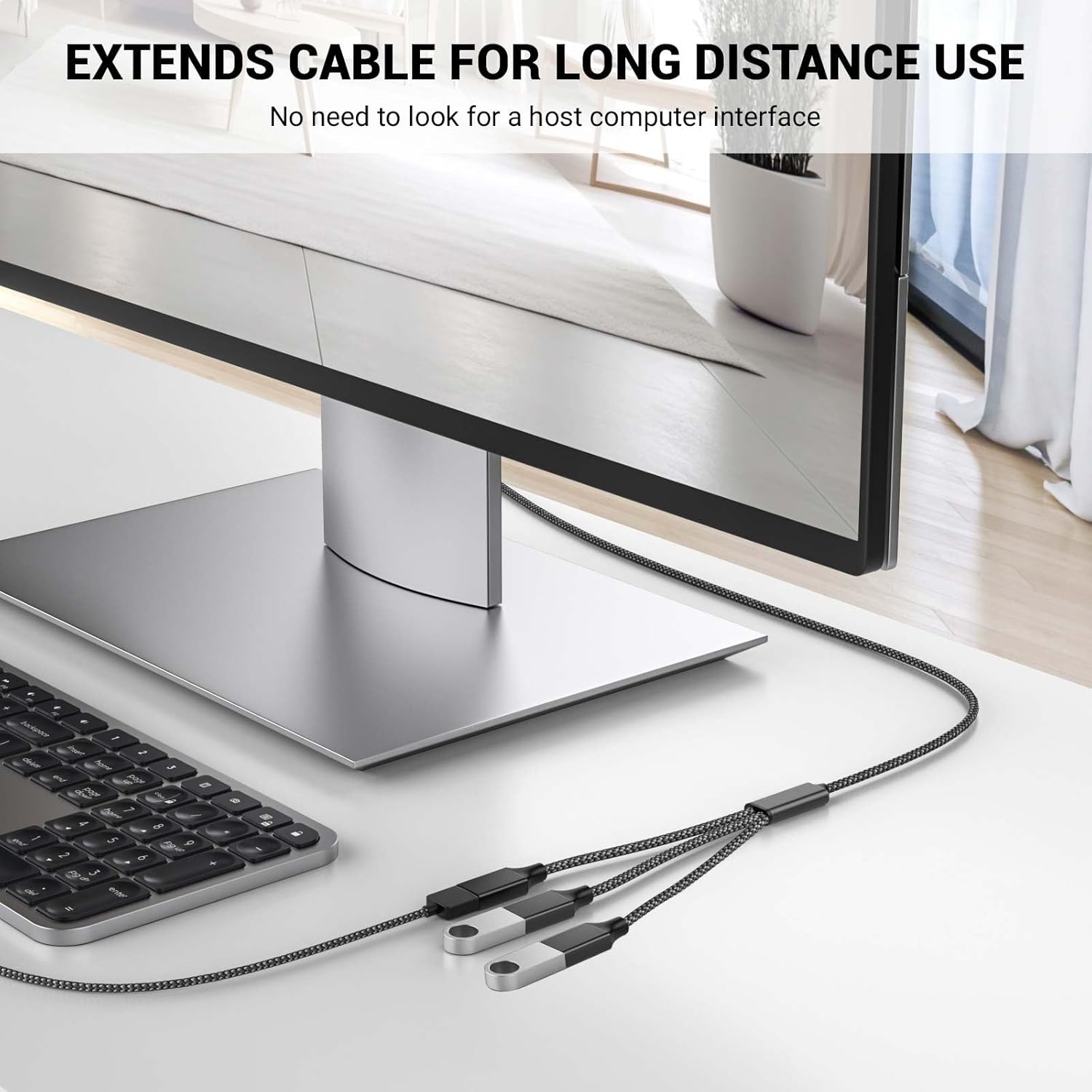 USB Splitter, 3.3FT USB A Male to 3 Female Extension Cable, USB Splitter 1 in 3 Out Support Charging and Data Transfer for Printer/Keyboard/Flash Drive/PlayStation/Laptop/LED Etc(Black)