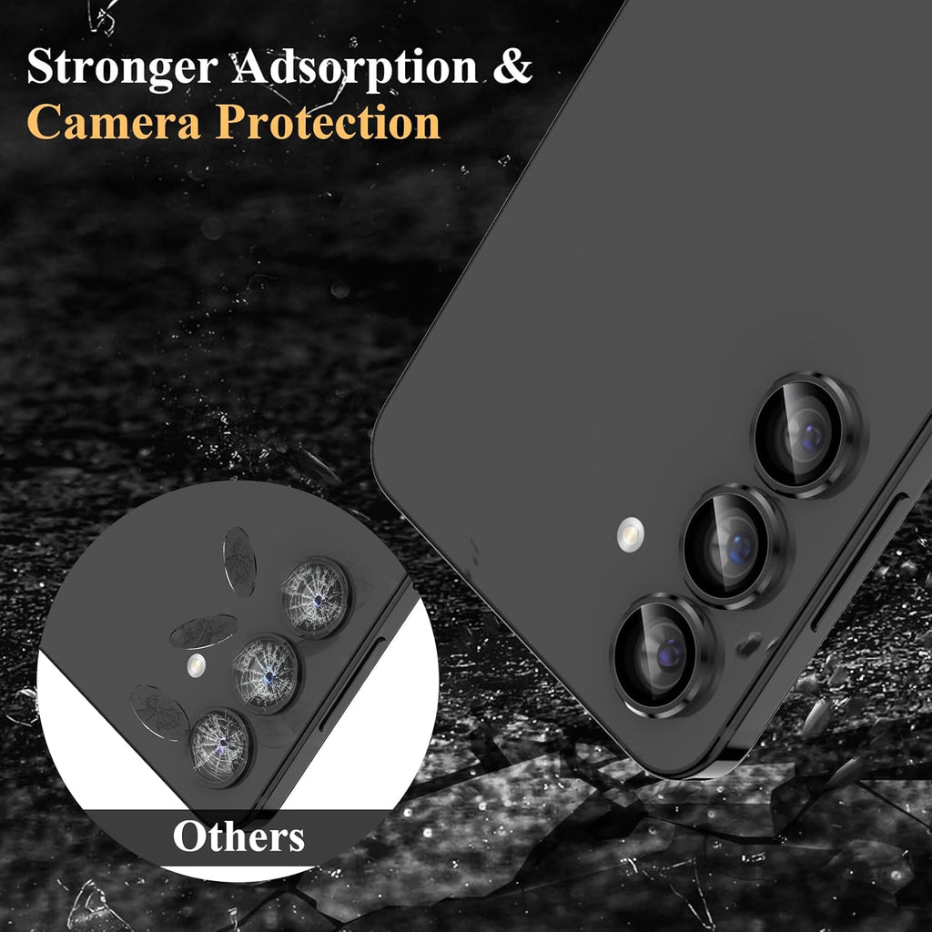 YWXTW Camera Lens Protector for Samsung Galaxy S24 / S23 / S23 Plus, [NOT for S24 Plus] 9H Tempered Glass Metal Individual Ring Camera Screen Protector for S24 Accessories (Black)
