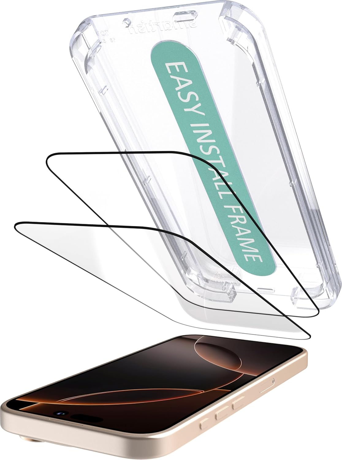 Smartish® iPhone 16 Pro Screen Protector - 2-Pack Tempered Glass Screen Protectors - Tuff Sheet - 9H Easy Install Frame [Scratch Resistant] Case-Friendly- Dynamic Island for Apple iPhone 16 Pro