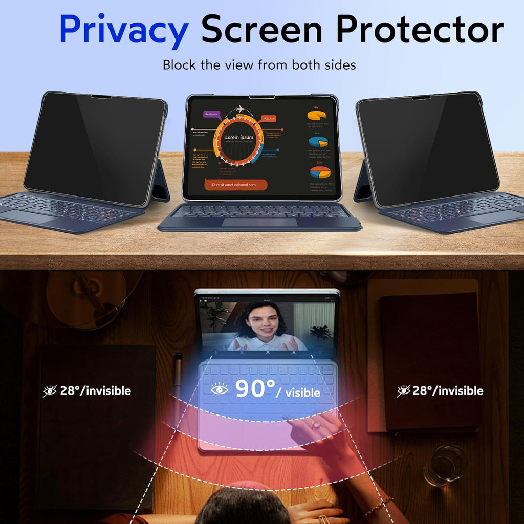 MOBDIK 1 Pack Privacy Screen Protector Compatible with iPad Air 11 inch M3 2025/ M2 2024, Anti Spy, 9H Tempered Glass, EZ Kit