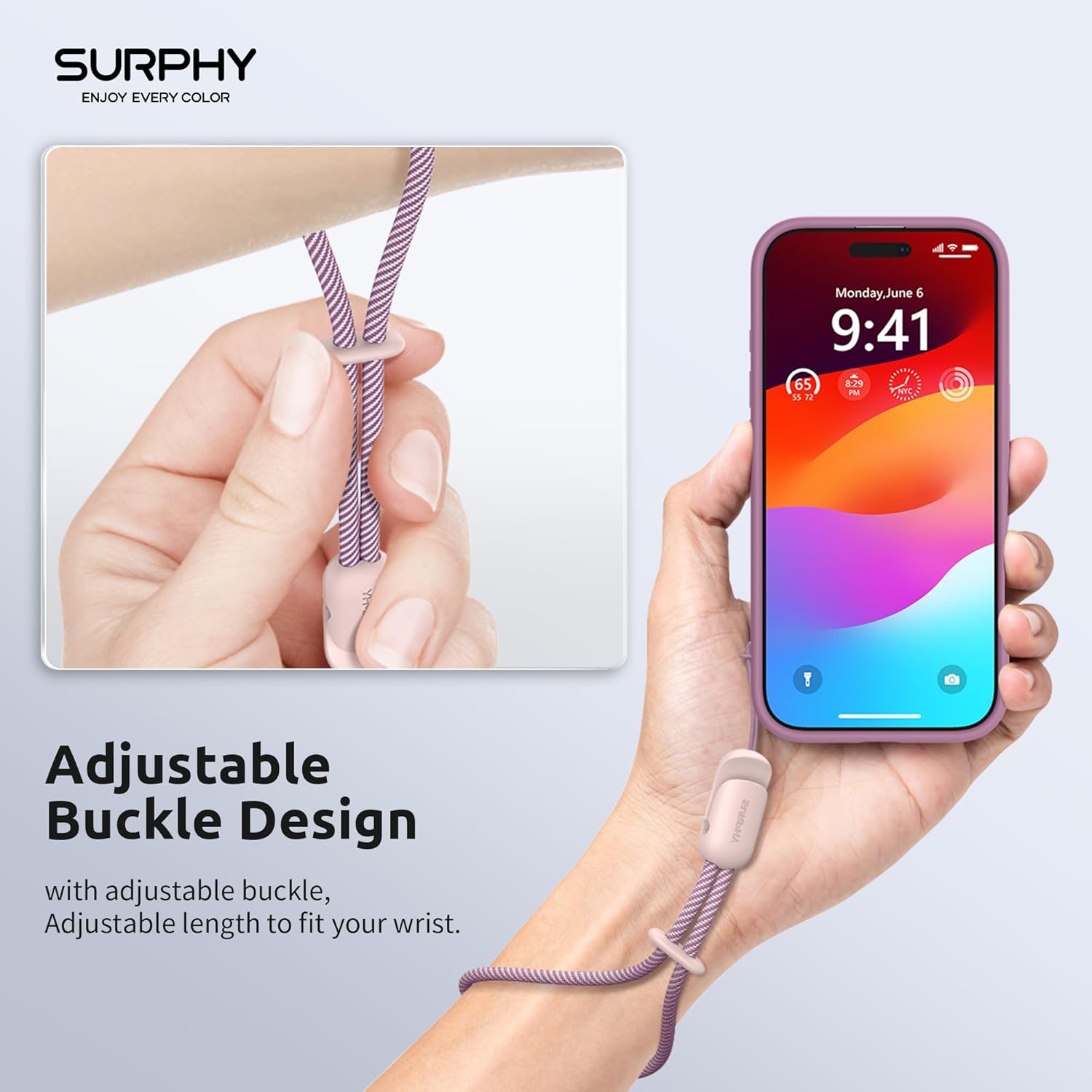 SURPHY 2 Pack Phone Lanyard for Cellphone Case, Phone Wrist Strap for Case, Cellphone Strap with 2-Color Braided, Charm Wrist Lanyard for Women and Men, Cellphone Wrist Lanyard for Women, Pink & Pink
