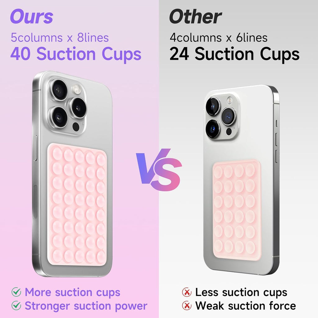 Silicone Suction Phone Case Mount, Non Slip Suction Cup Phone Mount, Phone Accessories Holder for Selfies and Videos, Silicon Adhesive Phone Stand Sticky for Cell Phone Light Pink