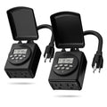 BN-LINK 7 Day Outdoor Heavy Duty Digital Programmable Timer, Outdoor Timer Outlet Waterproof, 2 Grounded Electrical Outlets for Christmas Lights, ETL Listed（2 Pack）